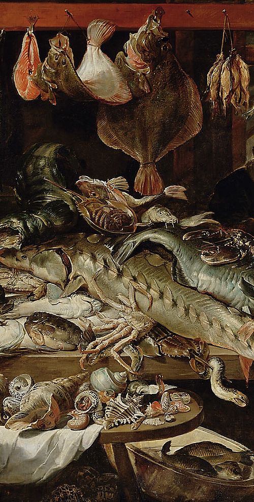 Painting of a fishmarket