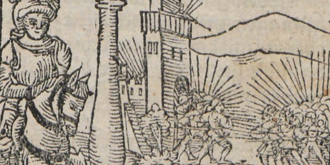 Ausschnitt des Titelholzschnitts, Ansturm auf Konstanz