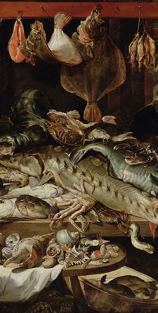 Painting of a fishmarket